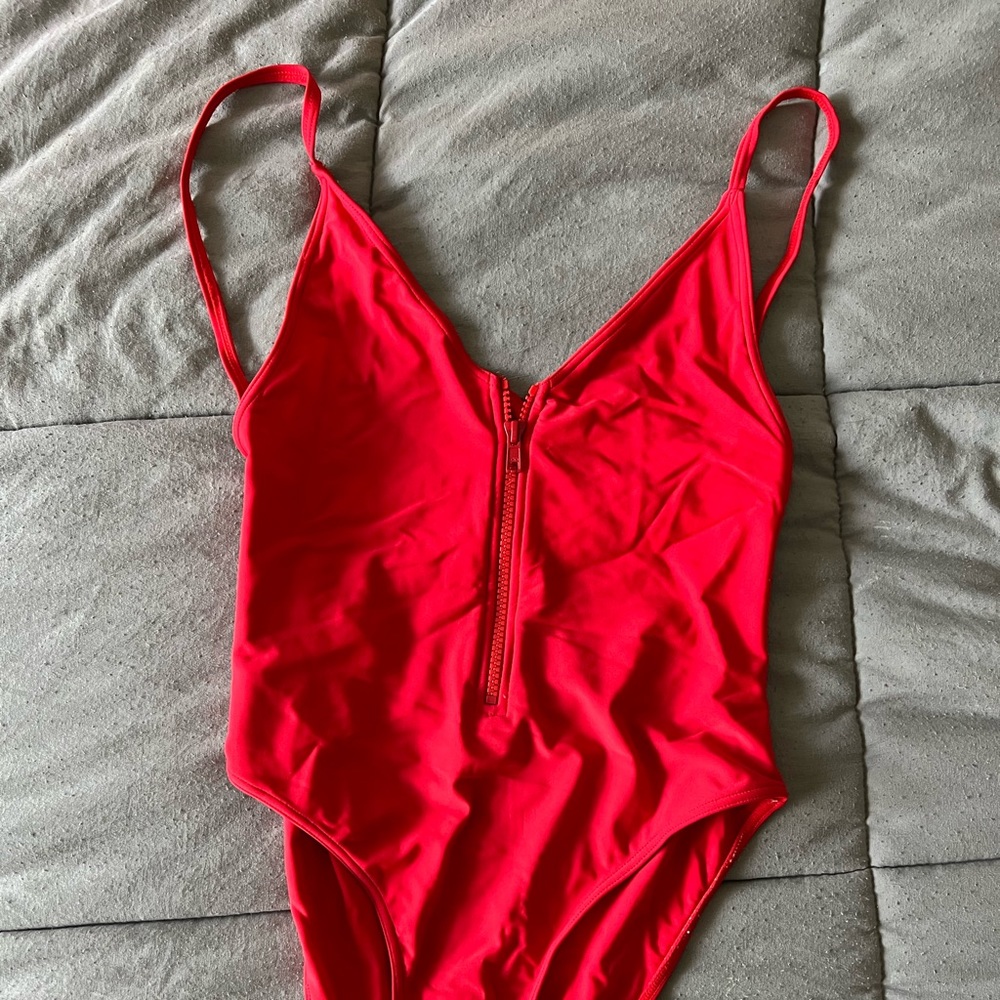 White Fox Red One Piece Swimsuit